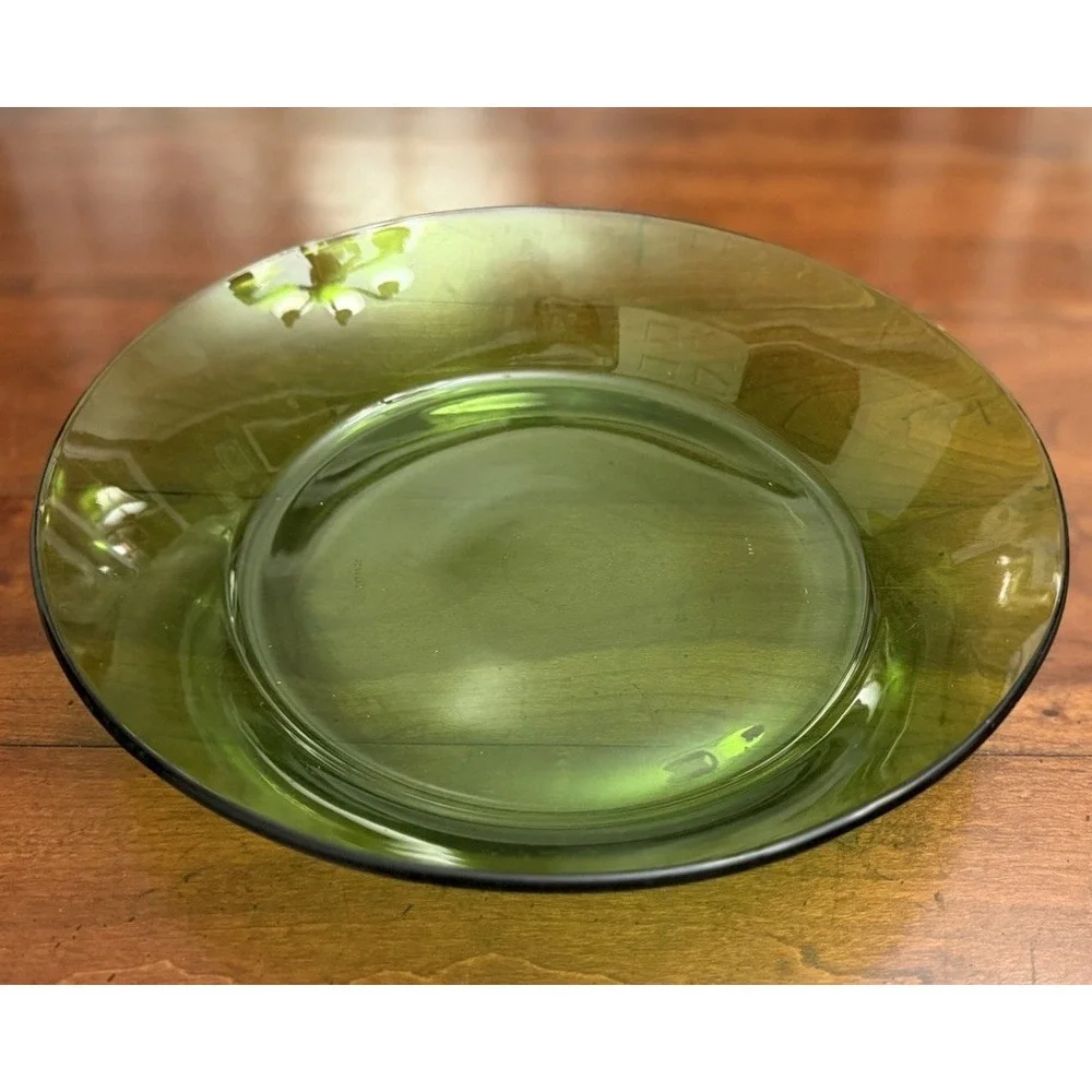 Vintage Duralex France Lys Green Glass Serving Salad Bowl Large Mid Century